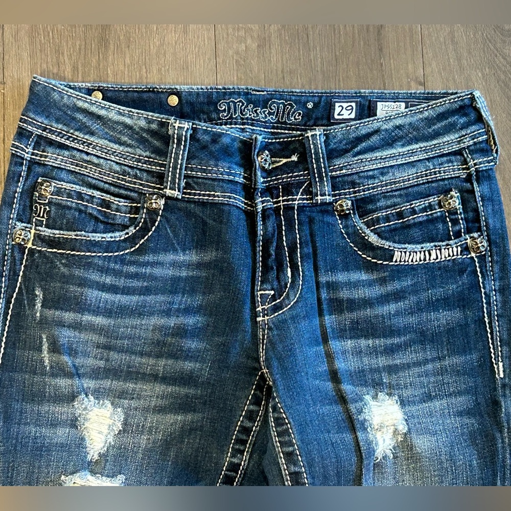 Miss Me Dark Blue Distressed Bootcut Jeans